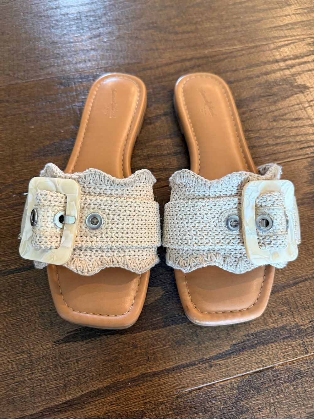 Women’s Woven Buckle Slide Sandals - Cream
